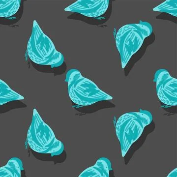 Sparrow pattern seamless. Small bird background. Baby fabric texture Stock Illustration