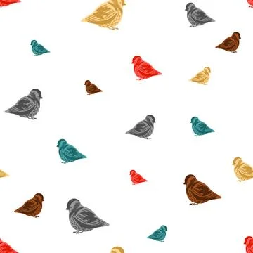 Sparrow pattern seamless. Small bird background. Baby fabric texture 스톡 일러스트