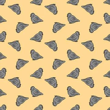 Sparrow pattern seamless. Small bird background. Baby fabric texture Illustrazione stock