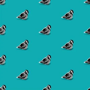 Sparrow pattern seamless. Small bird background. Baby fabric texture Stock Illustration