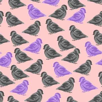Sparrow pattern seamless. Small bird background. Baby fabric texture Illustrazione stock