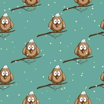 Sparrows Seamless Pattern Stock Illustration