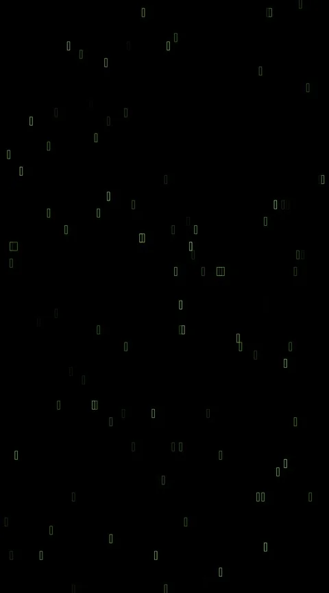 Sparse binary digits in glowing green fall across a black screen, evoking a Video stock 326112946
