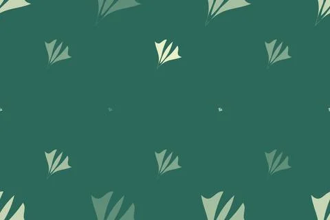 Sparse botanical sprigs in sage and cream are distributed across a muted gr.. Ilustração Stock