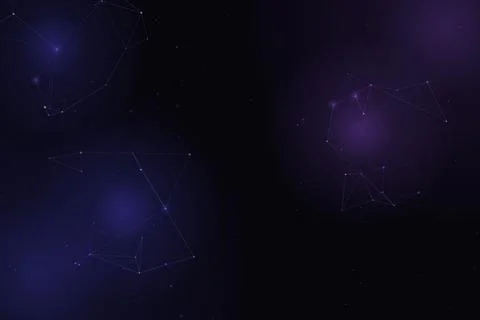 Sparse constellation-like formations glow in violet and blue across a deep .. Illustrazione stock