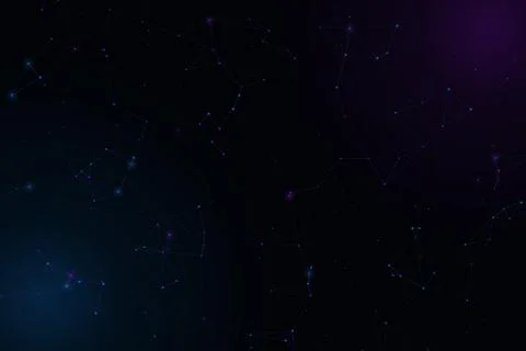 A sparse constellation of glowing nodes and fine connecting lines spans a d.. Stock Illustration