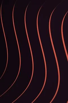 Sparse curved orange-red lines arc across a nearly black background, creati.. Ilustração Stock