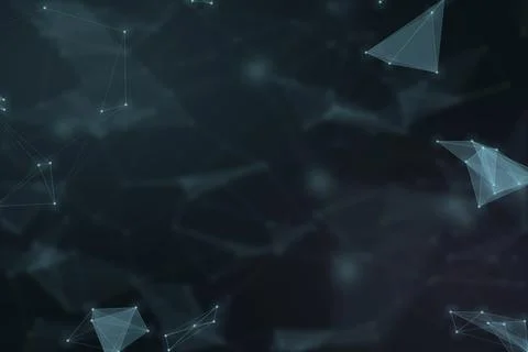 Sparse cyan geometric clusters and softly glowing connection points drift t.. Stock Illustration