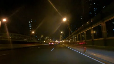 Sparse night elevated road in Shanghai is under lockdown Stock Footage 193479858