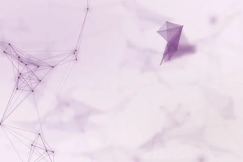 Sparse purple wireframe shapes float against a bright, softly blurred laven.. Stock Illustration