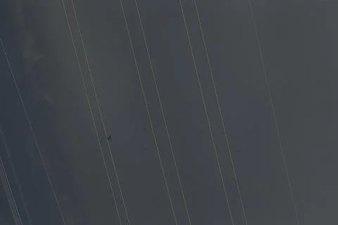 Sparse sky scene with delicate cloud patterns and connection lines Stock Photos