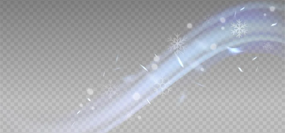 Sparse snowfall Christmas overlay. Subtle flying snow flakes and light Stock Illustration