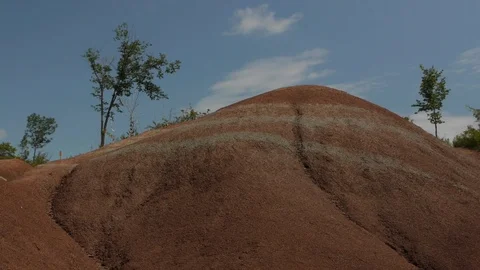 Sparse Tree Growth on a Badlands Hill Stock Footage 92626142