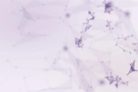 Sparse violet polygon formations float through a pale, softly blurred field.. Stock Illustration