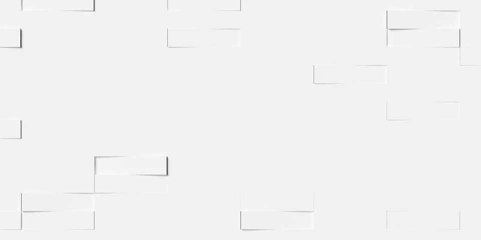 Sparsely positioned rotated horizontal white rectangle boxes or bricks bloc.. Illustrazione stock