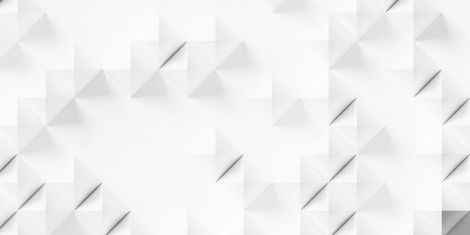 Sparsely scattered offset white cube pyramid boxes background wallpaper ban.. Stock Illustration