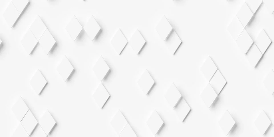 Sparsely scattered white rhombs or diamond shaped polygons randomly shifted.. 库存插图
