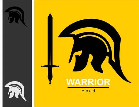 Sparta warrior head and sword combine with text. Stock Illustration