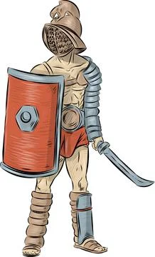 Spartacus.Gladiator warrior hand drawn Stockillustratie