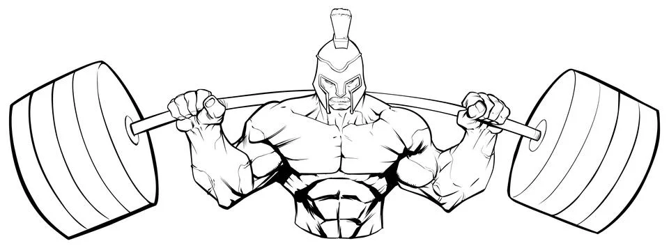 Spartan Gym Mascot Grit Line Art Stock Illustration