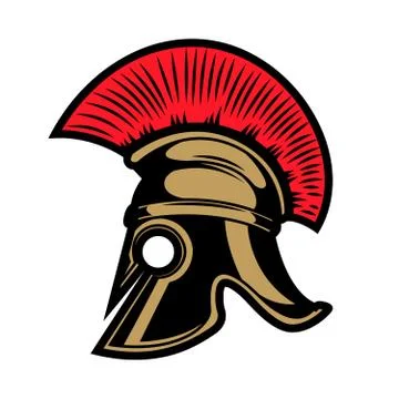 Spartan helmet. Design elements for emblem, sign, badge. Vector Stock Illustration