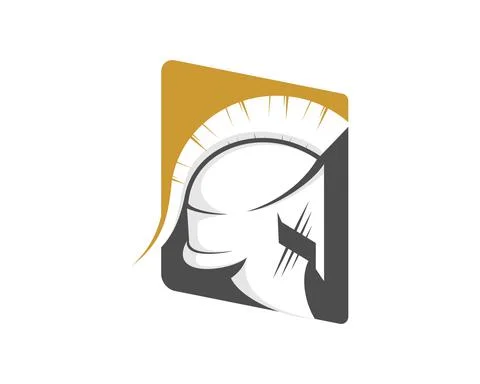 Spartan helmet inside the square logo Stock Illustration
