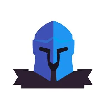 Spartan helmet, vector logo elements on white Stock Illustration