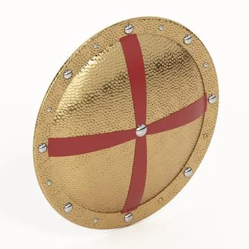 Spartan shield isolated on white background. 3D illustration Stock Illustration