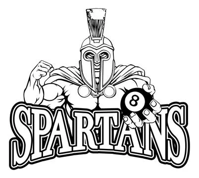 Spartan Trojan Pool Ball Billiards Mascot Cartoon Stock Illustration