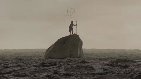 Spartan Warrior Scouting Holding a Spear Wearing full Armor Stock Footage 225326863