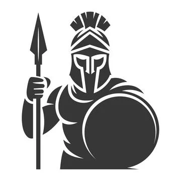 Spartan Warrior Shield Logo Strength Protection 스톡 일러스트