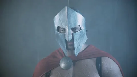 Spartan warrior walking through smoke. Stock Footage 132810646