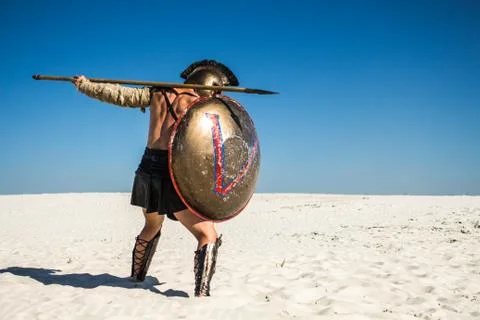 Spartan's spear from the back Stock Photos