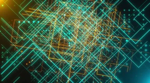 Spase with thin technology grids and little geometric particles, computer ... Stock Photos