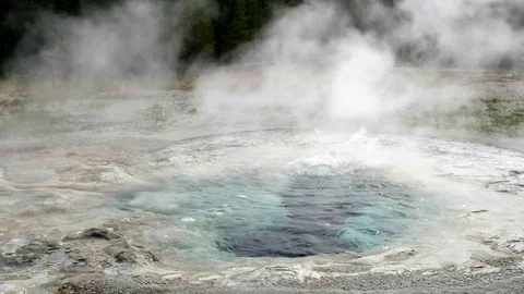 Spasmodic geyser in yellowstone Stock Footage 81938400