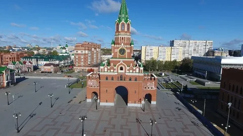 Spasskaya tower-a copy of the red Kremlin tower in Moscow Stock Footage 93663778