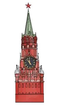 Spasskaya tower isolated Stock Illustration