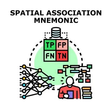 Spatial association mnemonic concept for data analysis Stock Illustration