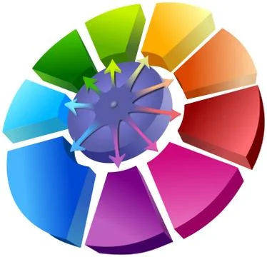 Spatial circle graph with arrows Stock Illustration