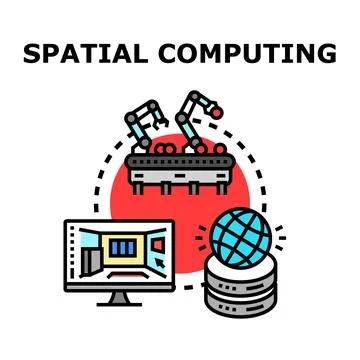 Spatial computing creating 3d virtual environments and data processing Stockillustratie