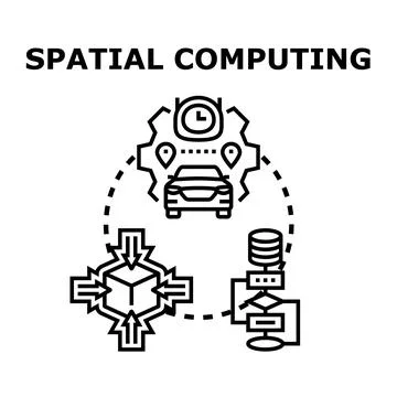 Spatial computing creating interactive virtual and physical environments Stock Illustration