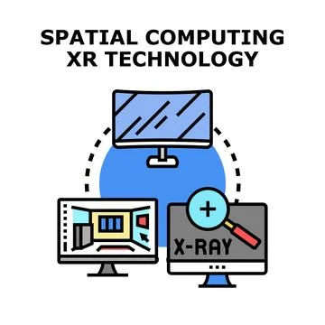 Spatial computing xr technology connecting virtual reality 库存插图