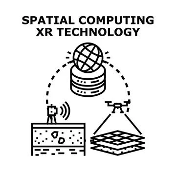 Spatial computing xr technology with data infrastructure Stock Illustration