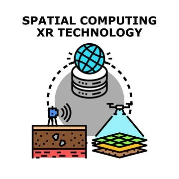 Spatial computing xr technology with data infrastructure Stock Illustration