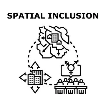 Spatial inclusion vector concept creating equal urban development Stock Illustration
