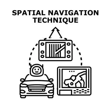 Spatial navigation technique using advanced technology concept Stock Illustration