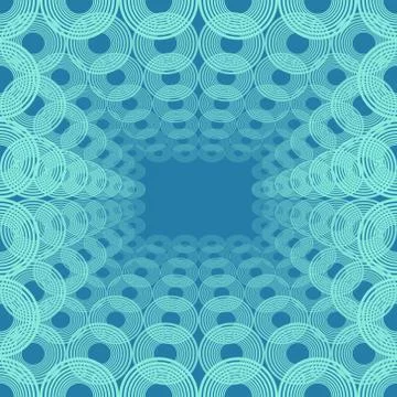 Spatial pattern of concentric circles, blue decorative background tile in op-art Stock Illustration
