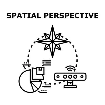 Spatial perspective analyzing data navigation and information system Stock Illustration