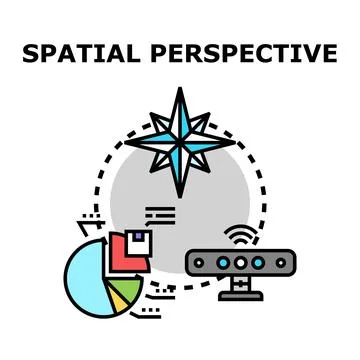 Spatial perspective analyzing data navigation and information system Stock Illustration