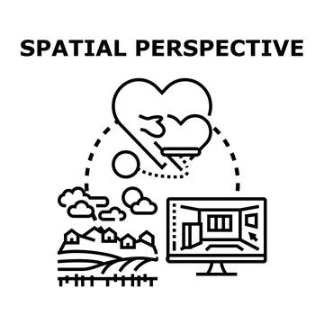 Spatial perspective concept integrating physical environment views with virtu Stock Illustration